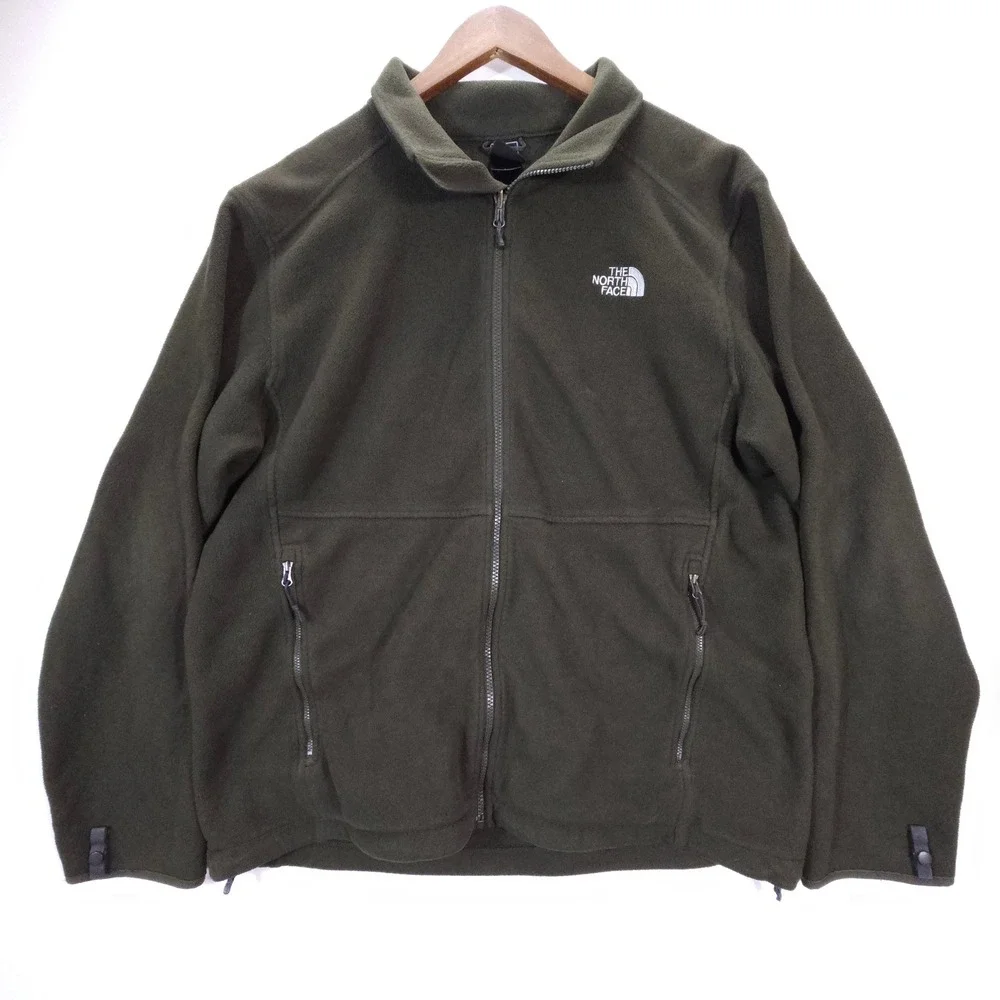 The North Face Fleece Jacket Mens M Olive Green Polartec‎ Full Zip Outdoor